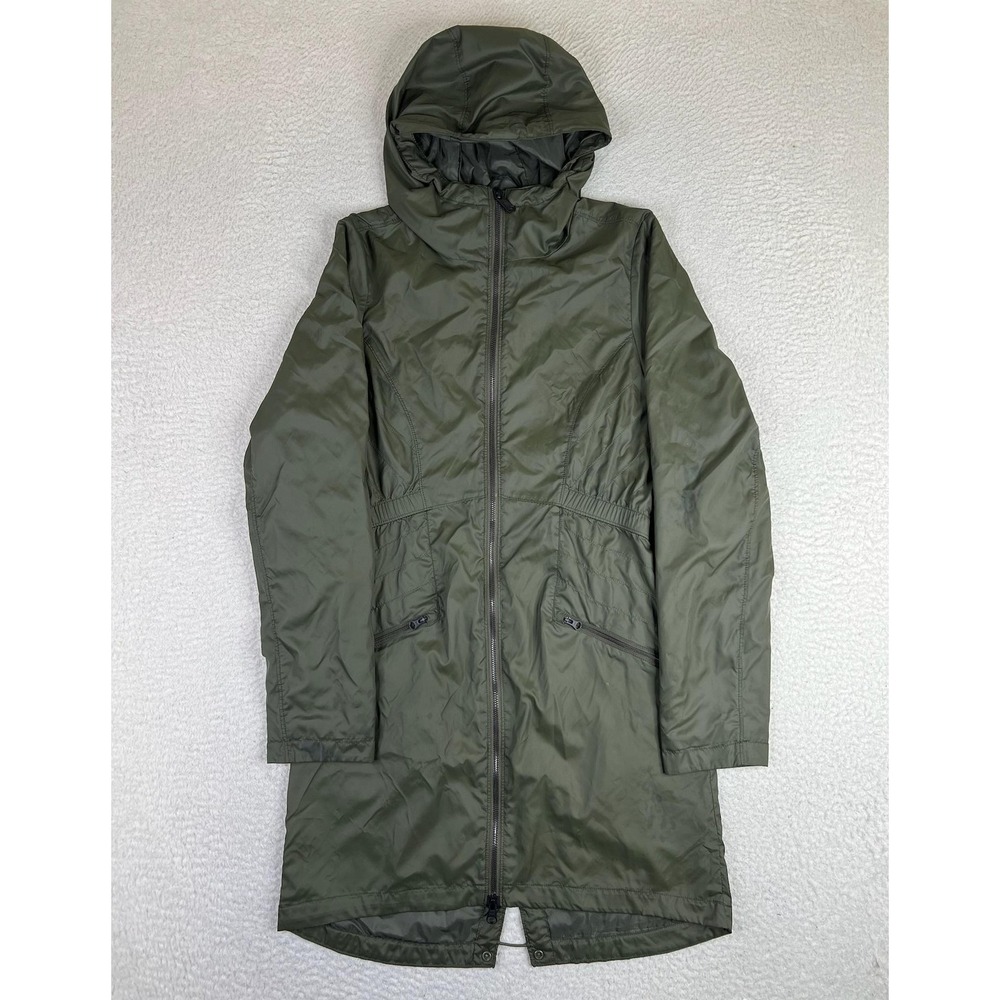 The North Face Rain Coat Womens XS Green Hooded Lightweight Full Zip Outdoor